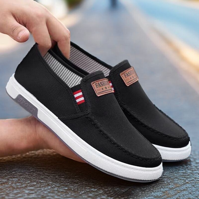SXCHEN Men's Cloth Shoes For Middle-Aged And Elderly People Canvas Shoes Non-Slip Wear-Resistant Soft-Soled Shoes Deodorizing Breathable And Versatile