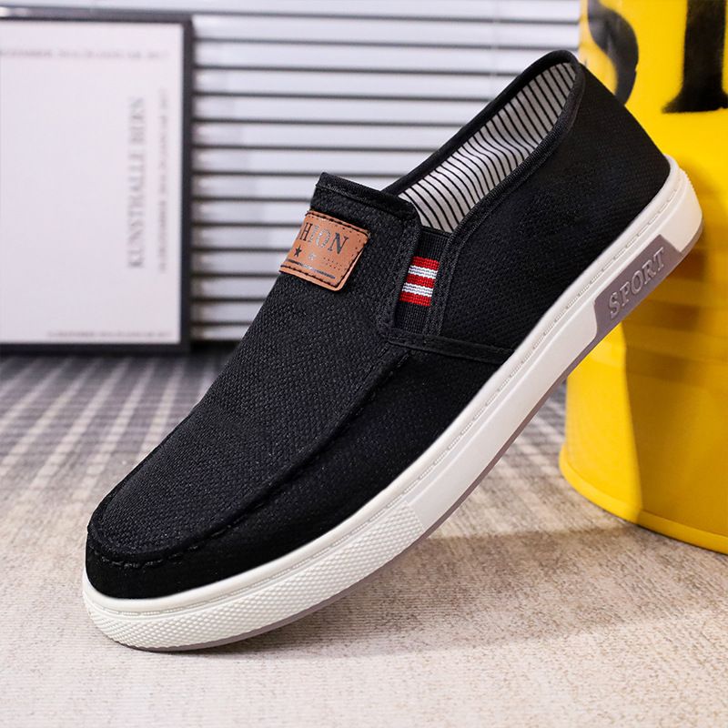 SXCHEN Men's Cloth Shoes For Middle-Aged And Elderly People Canvas Shoes Non-Slip Wear-Resistant Soft-Soled Shoes Deodorizing Breathable And Versatile