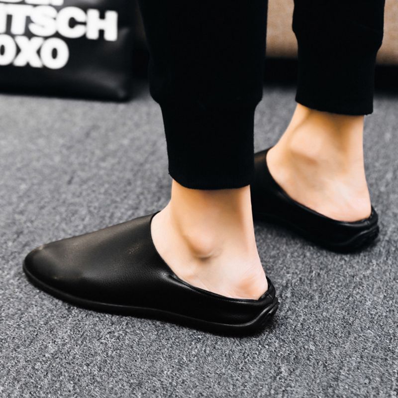 SXCHEN Men's Casual Shoes Pu Breathable Leather Shoes Slip-On Soft Sole Shoes British Trendy Moccasins