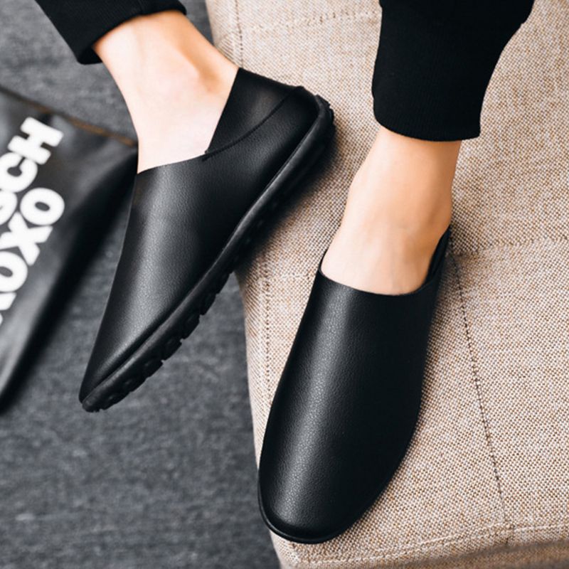 SXCHEN Men's Casual Shoes Pu Breathable Leather Shoes Slip-On Soft Sole Shoes British Trendy Moccasins