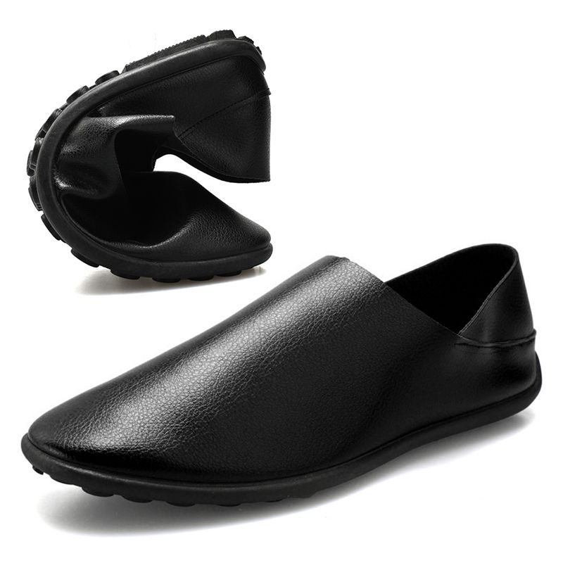 SXCHEN Men's Casual Shoes Pu Breathable Leather Shoes Slip-On Soft Sole Shoes British Trendy Moccasins