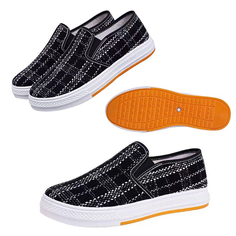 SXCHEN Cowhide Sole Student Shoes Casual Breathable Cloth Shoes One-Step Women's Low-Top Net Celebrity Shoes