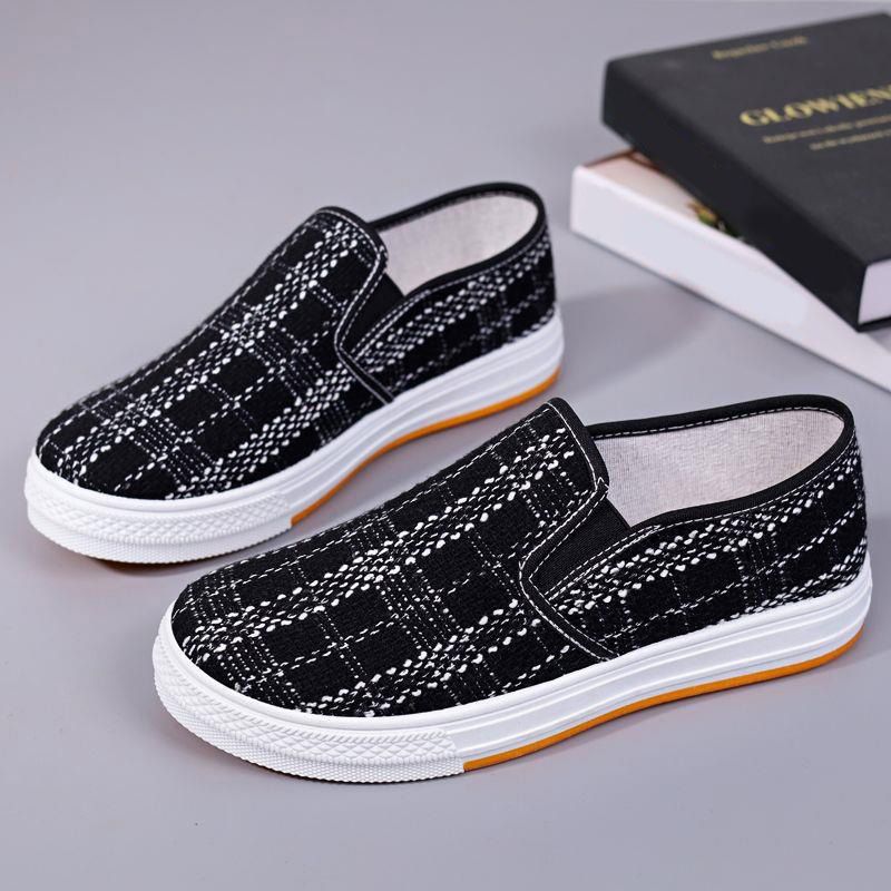 SXCHEN Cowhide Sole Student Shoes Casual Breathable Cloth Shoes One-Step Women's Low-Top Net Celebrity Shoes
