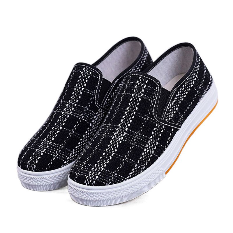 SXCHEN Cowhide Sole Student Shoes Casual Breathable Cloth Shoes One-Step Women's Low-Top Net Celebrity Shoes