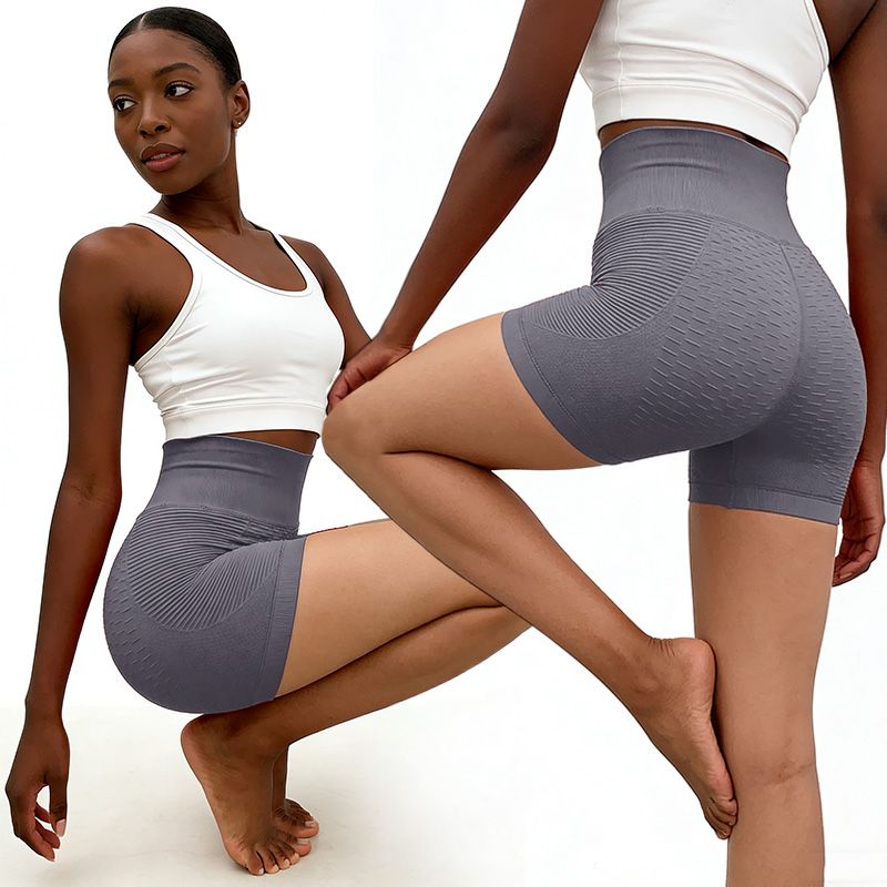 SXCHEN Women's Curves Enhancing Yoga Shorts –2-PACK High-Waisted Butt Lifting Design With Honeycomb Texture, Stretchy Fabric, Perfect For All-Day Comfort & Confidence During Exercise