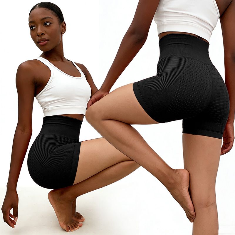 SXCHEN Women's Curves Enhancing Yoga Shorts –2-PACK High-Waisted Butt Lifting Design With Honeycomb Texture, Stretchy Fabric, Perfect For All-Day Comfort & Confidence During Exercise