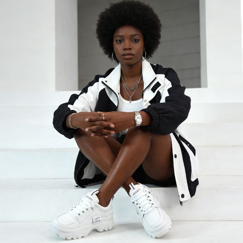 SXCHEN Women's Comfort Platform Shoes – White Faux Leather, Cushioned Insole, Lightweight Construction, Perfect For Travel & Elevating Casual Attire, All Sizes Available