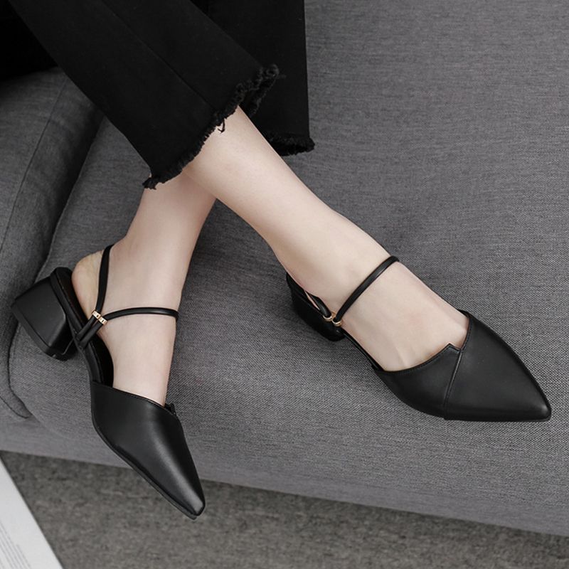 SXCHEN Women's Trendy Two-Way Shoes  – Black With Minimalist Design, Cushioned Insole, Non-Slip Sole, Ideal For Work, Meetings & Everyday Outfits, All Sizes Available