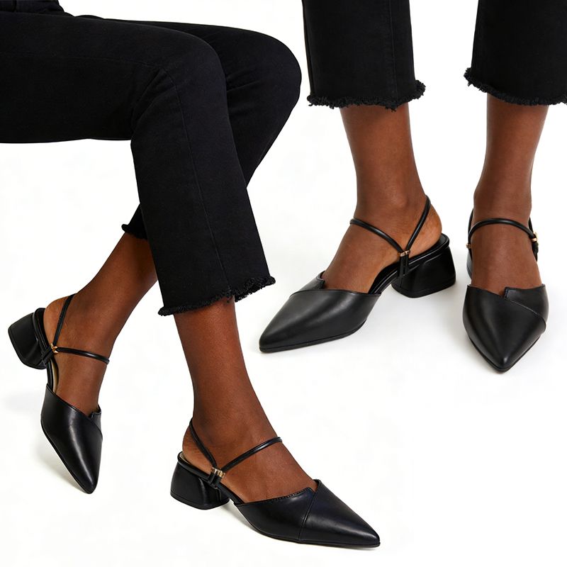 SXCHEN Women's Trendy Two-Way Shoes  – Black With Minimalist Design, Cushioned Insole, Non-Slip Sole, Ideal For Work, Meetings & Everyday Outfits, All Sizes Available