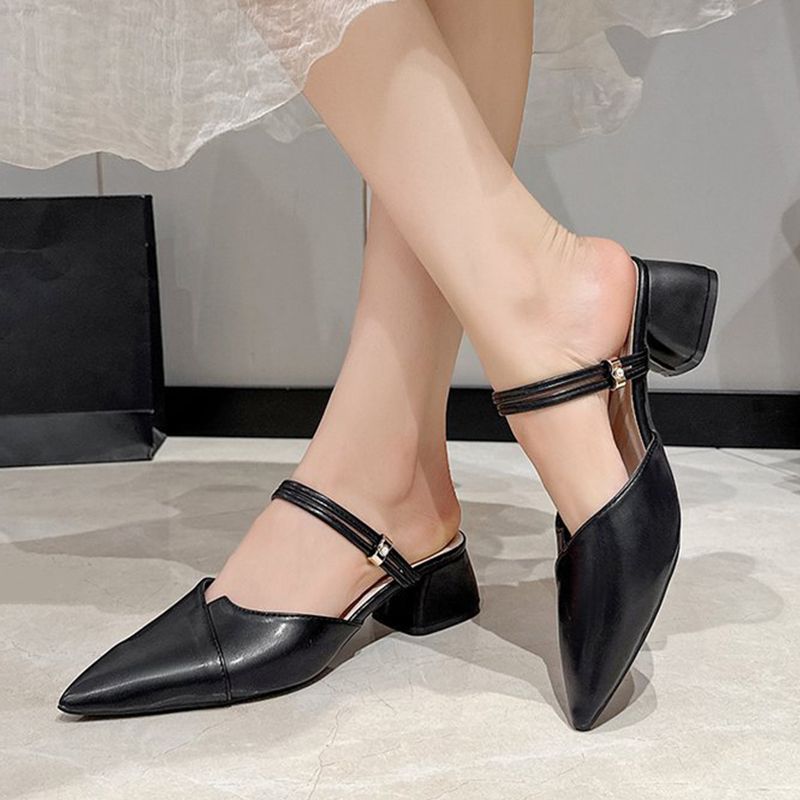 SXCHEN Women's Trendy Two-Way Shoes  – Black With Minimalist Design, Cushioned Insole, Non-Slip Sole, Ideal For Work, Meetings & Everyday Outfits, All Sizes Available