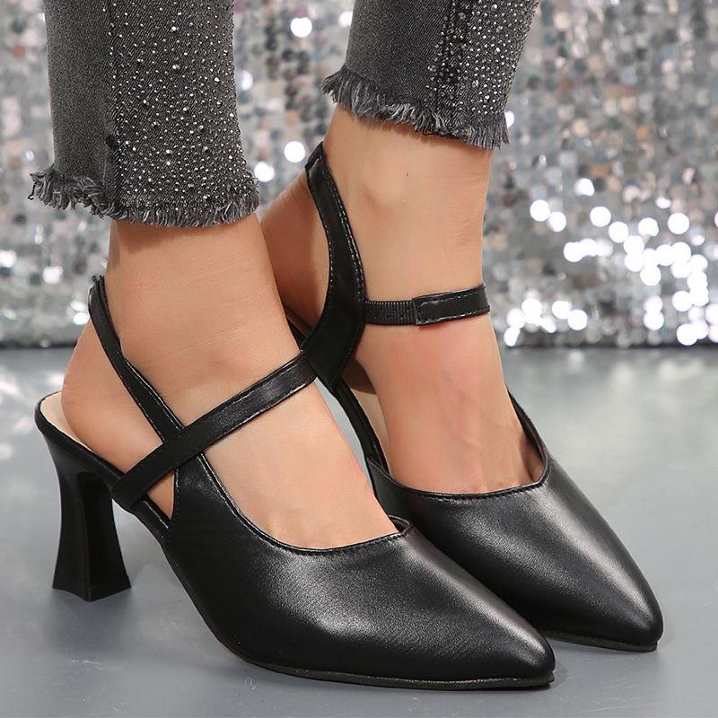 SXCHEN Women's Fashion Heel Shoes – Black With Minimalist Design, Cushioned Insole, Non-Slip Sole, Ideal For Work, Meetings & Special Occasions, All Sizes Available