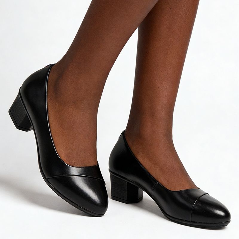 SXCHEN Women's Professional Heel Shoes- Black With Minimalist Design, Stable Heel, Suitable For Business & Semi-Formal Events, All Sizes Available