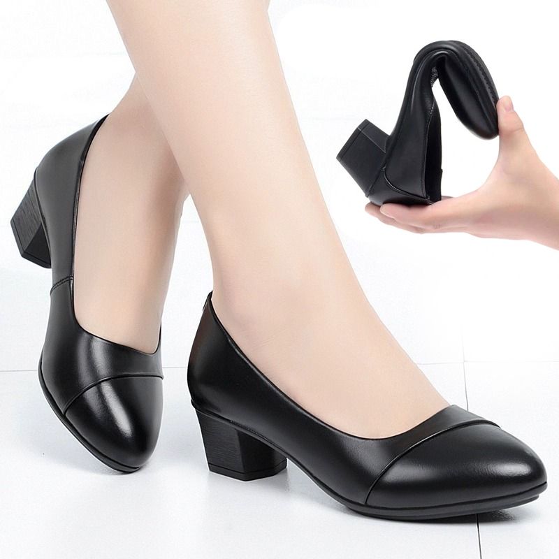 SXCHEN Women's Professional Heel Shoes- Black With Minimalist Design, Stable Heel, Suitable For Business & Semi-Formal Events, All Sizes Available