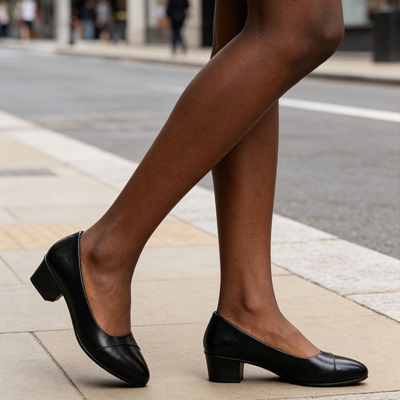 SXCHEN Women's Professional Heel Shoes- Black With Minimalist Design, Stable Heel, Suitable For Business & Semi-Formal Events, All Sizes Available