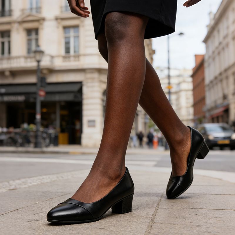 SXCHEN Women's Professional Heel Shoes- Black With Minimalist Design, Stable Heel, Suitable For Business & Semi-Formal Events, All Sizes Available