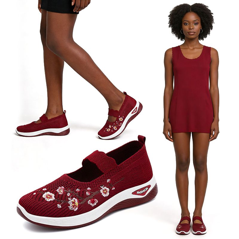 SXCHEN Women's Comfort Loafer Shoes – Burgundy With Easy Slip-On Design, Lightweight Flexible Sole, Ideal For Shopping, Commute & All-Day Comfort, All Sizes Available