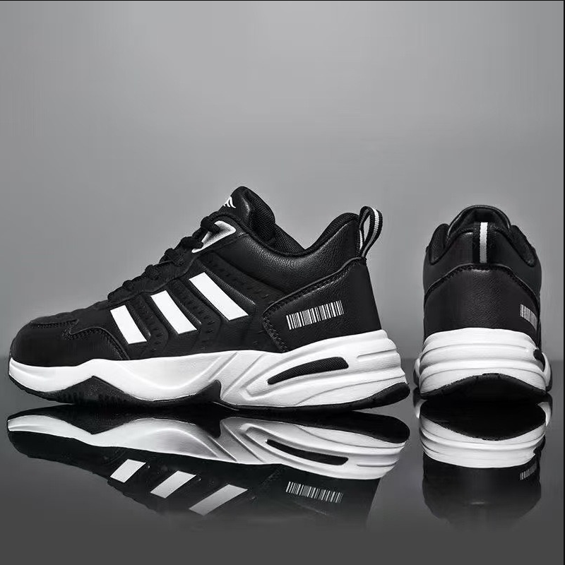 SXCHEN Men's Performance Sneaker Shoes – Black With Contrast White Sole, Shock-Absorbing Heel Support, Non-Slip Traction Sole, Ideal For Running, Training & All-Day Comfort, All Sizes Available