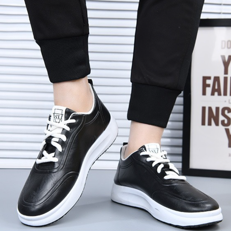 SXCHEN Men's Comfort Casual Shoes – Black With Soft Padded Footbed, Flexible Sole, Perfect For Travel & Elevating Everyday Outfits, All Sizes Available