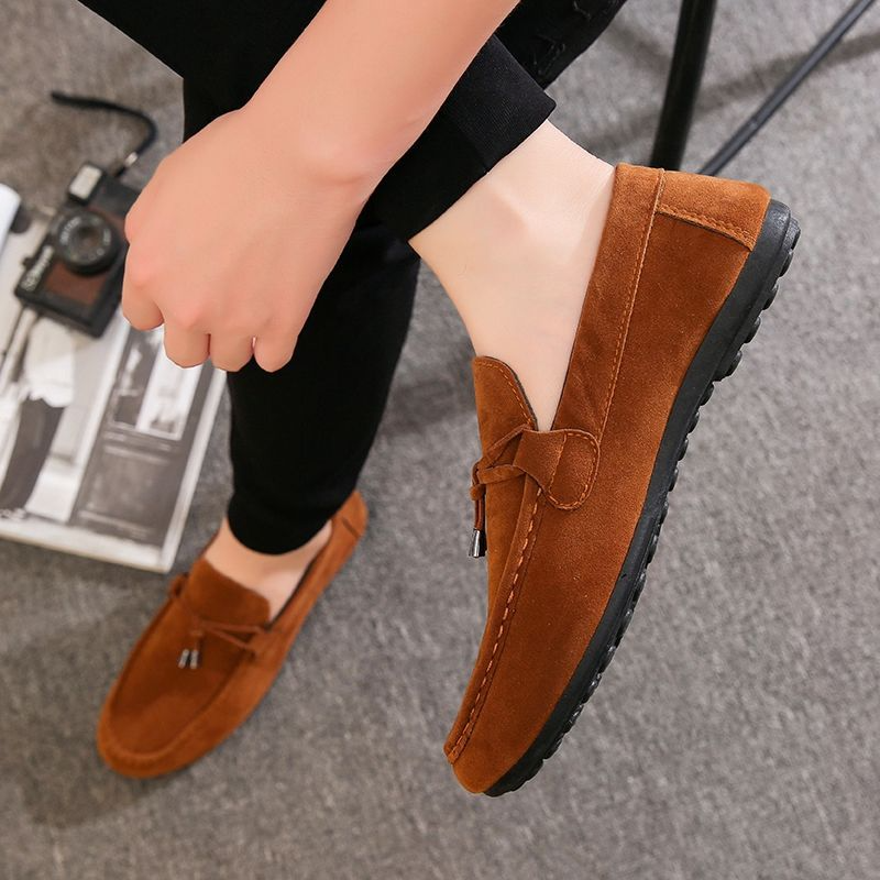 SXCHEN Men's Suede Driving Shoes – Brown Classic Loafer Style, Tassel Accent, Soft Synthetic Suede Upper, Comfortable Insole, Perfect For Casual Daily & Driving, All Sizes Available