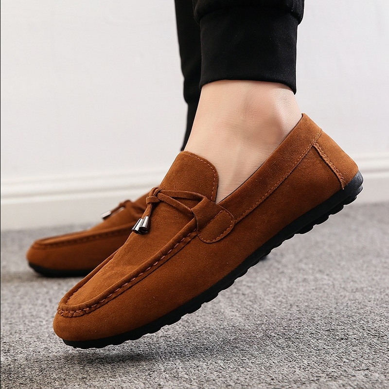SXCHEN Men's Suede Driving Shoes – Brown Classic Loafer Style, Tassel Accent, Soft Synthetic Suede Upper, Comfortable Insole, Perfect For Casual Daily & Driving, All Sizes Available