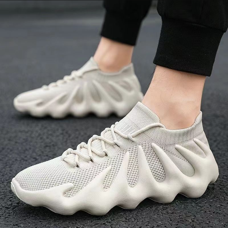 SXCHEN Women's  Breathable Sneaker Shoes – Beige Knit Mesh Upper, Durable Stitching, Lightweight Construction, Suitable For Light Sports & Trendy Street Style, All Sizes Available