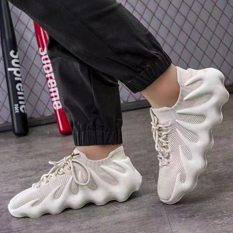 SXCHEN Women's  Breathable Sneaker Shoes – Beige Knit Mesh Upper, Durable Stitching, Lightweight Construction, Suitable For Light Sports & Trendy Street Style, All Sizes Available