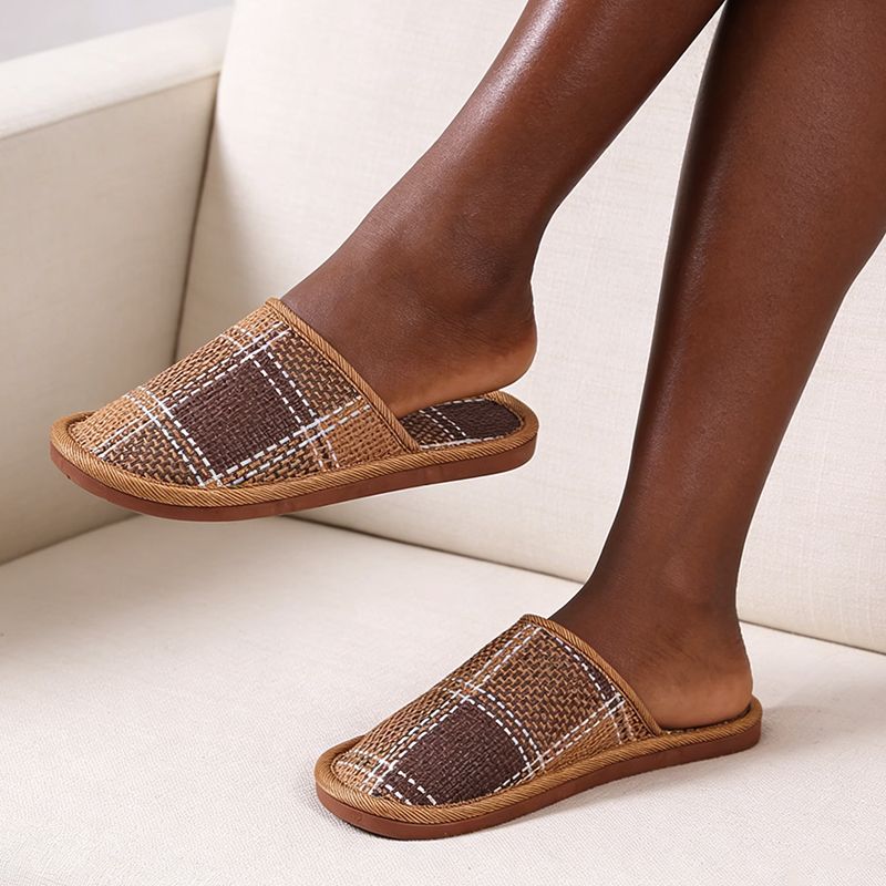 SXCHEN New Style Home Bamboo Rattan Sandals For Women Couples Non-Slip Indoor Floor Breathable Leisure