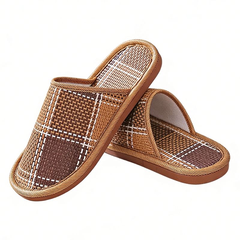 SXCHEN New Style Home Bamboo Rattan Sandals For Women Couples Non-Slip Indoor Floor Breathable Leisure