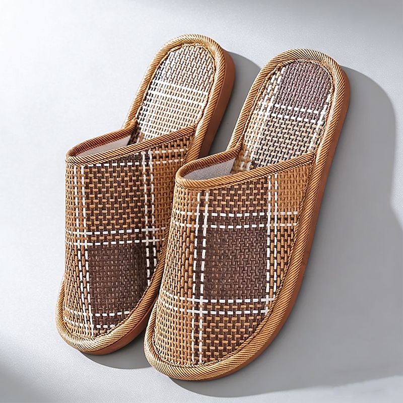 SXCHEN New Style Home Bamboo Rattan Sandals For Women Couples Non-Slip Indoor Floor Breathable Leisure