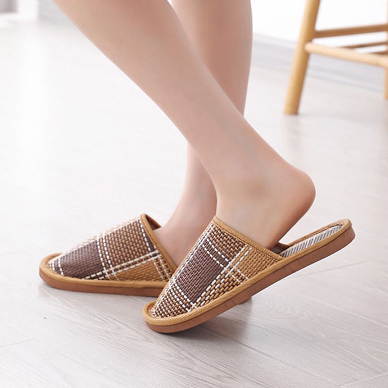SXCHEN New Style Home Bamboo Rattan Sandals For Women Couples Non-Slip Indoor Floor Breathable Leisure
