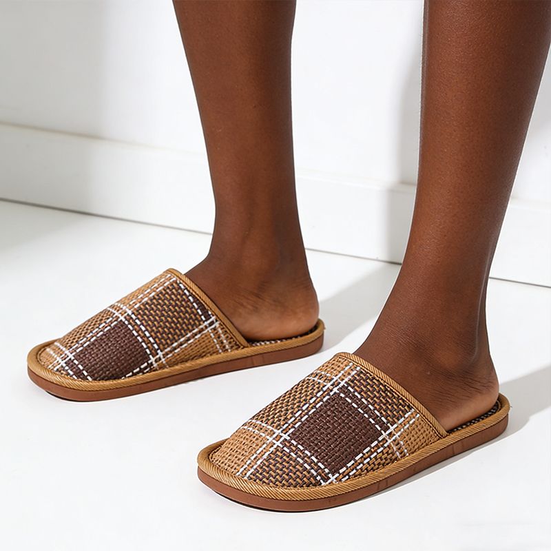 SXCHEN New Style Home Bamboo Rattan Sandals For Women Couples Non-Slip Indoor Floor Breathable Leisure
