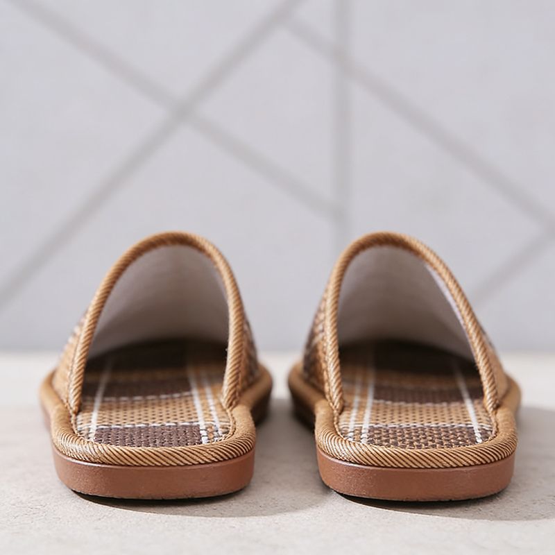 SXCHEN New Style Home Bamboo Rattan Sandals For Women Couples Non-Slip Indoor Floor Breathable Leisure