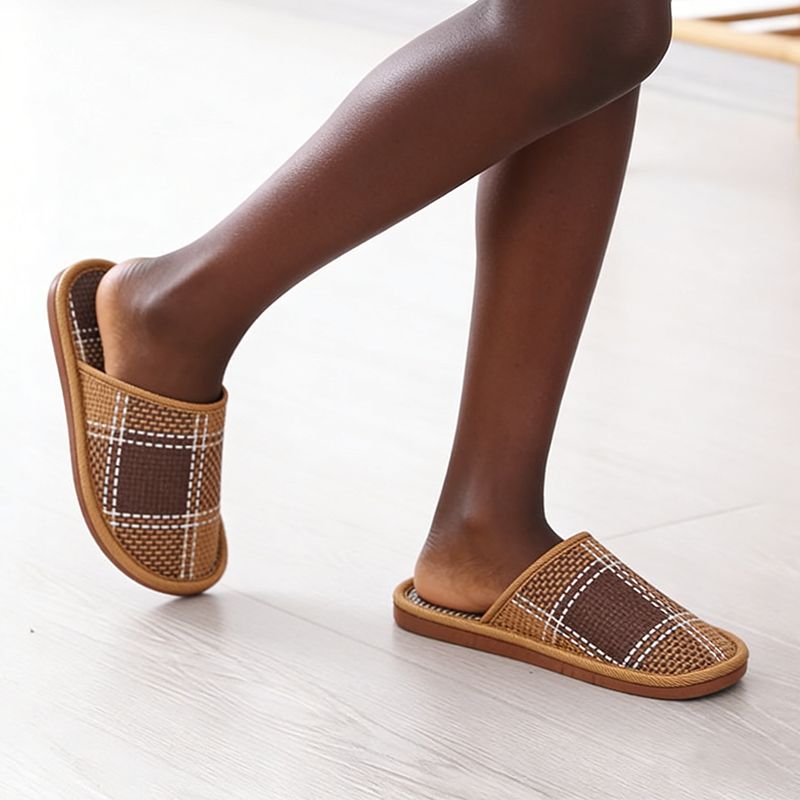 SXCHEN New Style Home Bamboo Rattan Sandals For Women Couples Non-Slip Indoor Floor Breathable Leisure