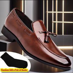 SXCHEN Men Shoes Classic Dress Oxford Brown Smooth Leather Upper Men's Business Casual Shoe Lightweight Construction, Easy Slip-On Fit,Non-Slip Rubber Sole, Ideal For Office Wear & Wedding Occasions