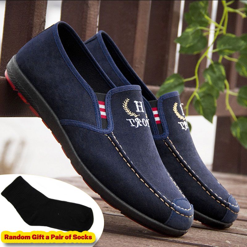 SXCHEN Men's Casual Slip-On Shoes – Navy Blue Suede-Like Upper, Easy Slip-On Design, Padded Insole,Lightweight Construction, Breathable Lining, Perfect For Daily Wear & Outdoor Leisure