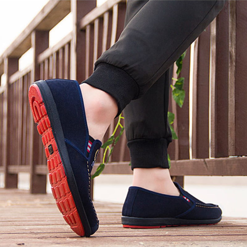 SXCHEN Men's Casual Slip-On Shoes – Navy Blue Suede-Like Upper, Easy Slip-On Design, Padded Insole,Lightweight Construction, Breathable Lining, Perfect For Daily Wear & Outdoor Leisure