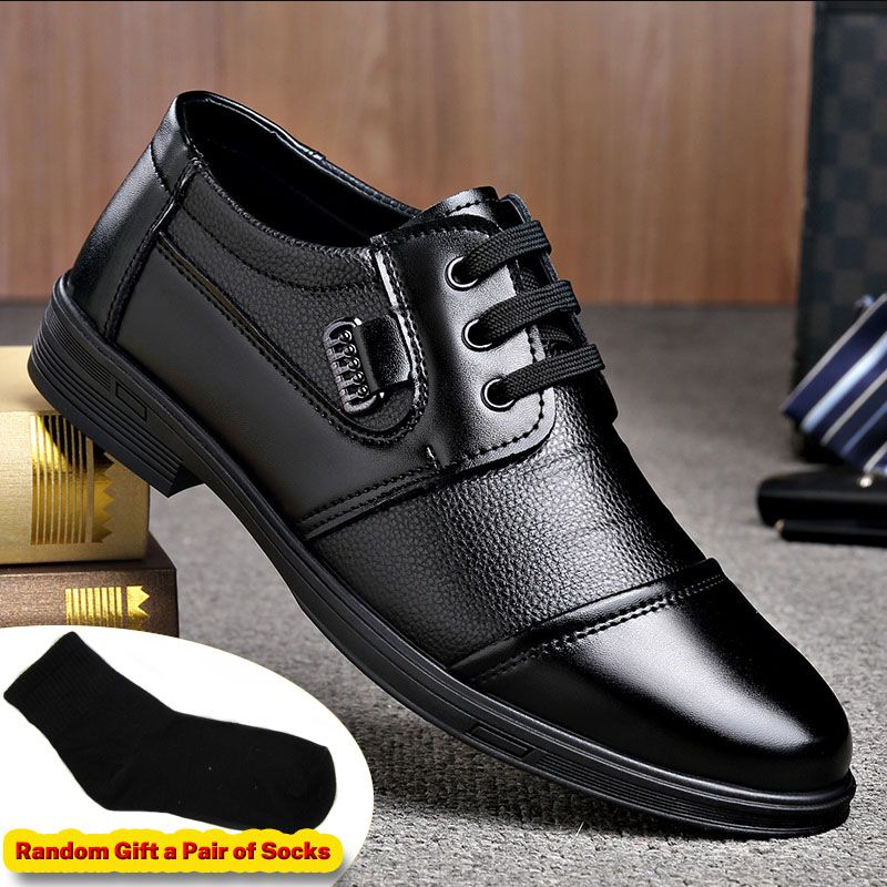 SXCHEN Men's Comfort Business Shoes – Black With Lace-Up Closure, Breathable Lining, Decorative Metal Buckle, Non-Slip Rubber Sole, Perfect For Office Work & Formal Business Occasions
