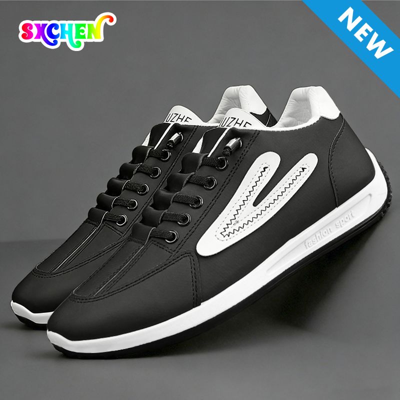 SXCHEN Men's Comfort Running Shoes – Black & White Lightweight Construction, Breathable Lining, Shock-Absorbing Sole, Suitable For Jogging & Everyday Casual Wear, All Sizes Available