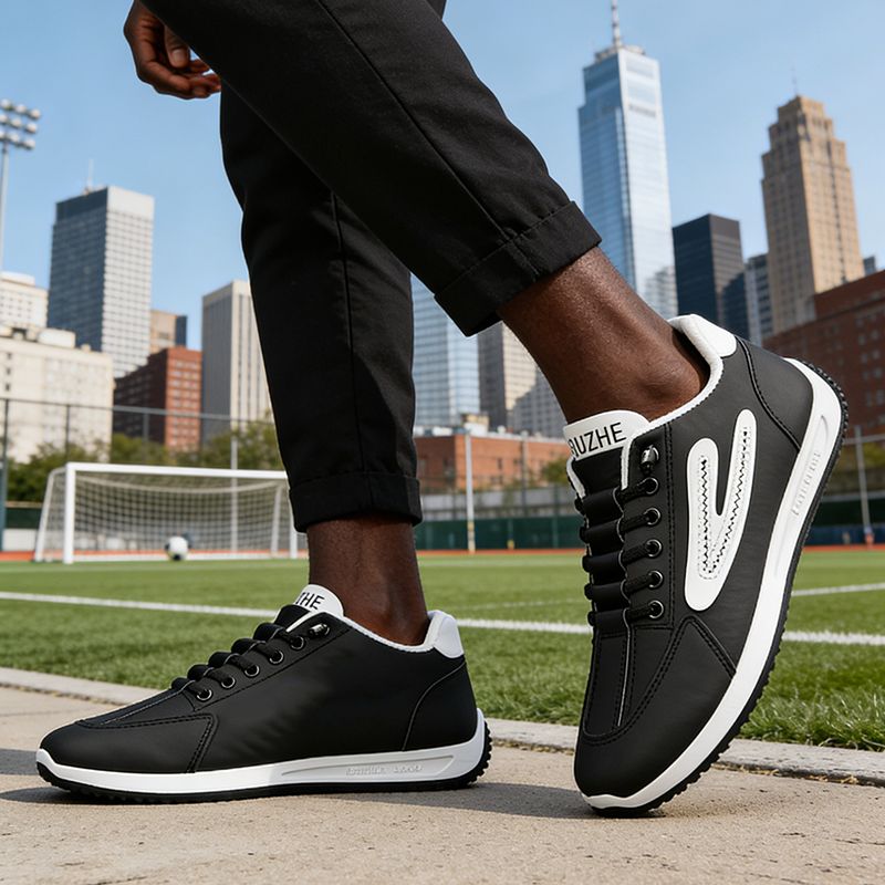 SXCHEN Men's Comfort Running Shoes – Black & White Lightweight Construction, Breathable Lining, Shock-Absorbing Sole, Suitable For Jogging & Everyday Casual Wear, All Sizes Available