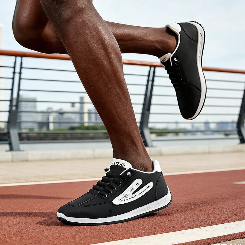 SXCHEN Men's Comfort Running Shoes – Black & White Lightweight Construction, Breathable Lining, Shock-Absorbing Sole, Suitable For Jogging & Everyday Casual Wear, All Sizes Available