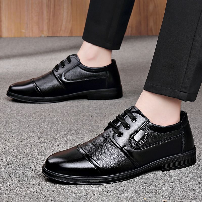 SXCHEN Men's Formal Lace-Up Shoes – Black With Textured Leather Upper, Cushioned Insole, Durable Stitching, Non-Slip Sole, Weddings & Special Occasions, All Sizes Available