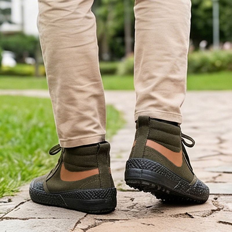 SXCHEN Men's Tactical Work Boots – Olive Green With Durable Stitching, Non-Slip Traction Sole, Ideal For Construction, Field Work & All-Day Comfort, All Sizes Available
