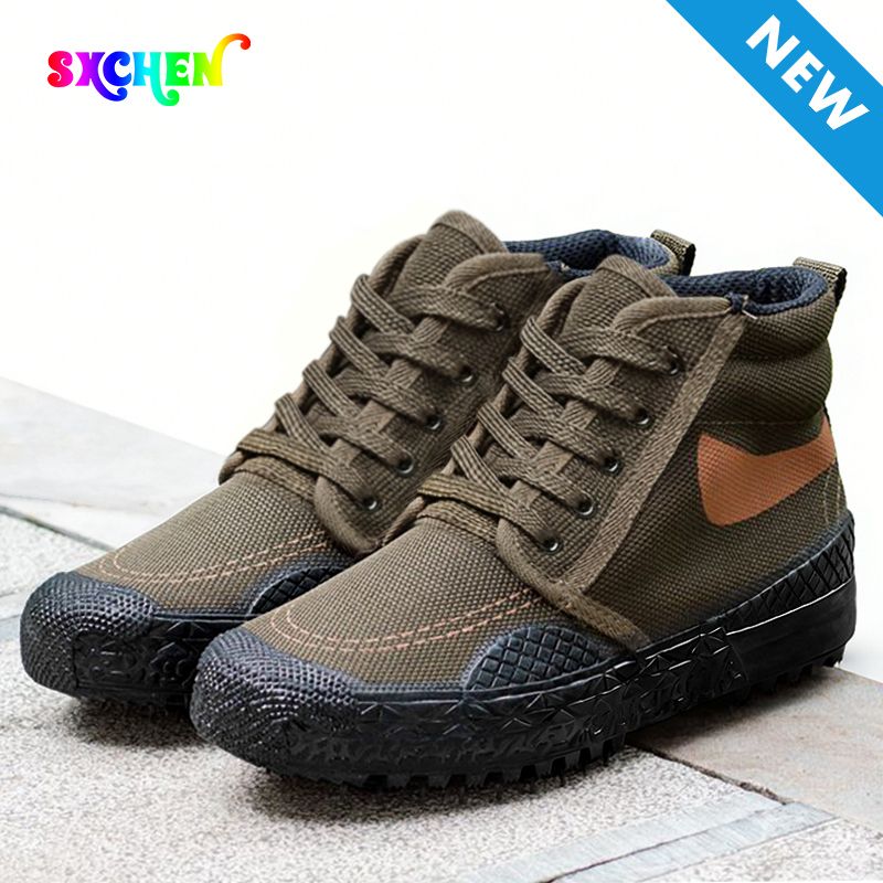 SXCHEN Men's Tactical Work Boots – Olive Green With Durable Stitching, Non-Slip Traction Sole, Ideal For Construction, Field Work & All-Day Comfort, All Sizes Available