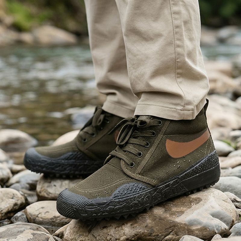 SXCHEN Men's Tactical Work Boots – Olive Green With Durable Stitching, Non-Slip Traction Sole, Ideal For Construction, Field Work & All-Day Comfort, All Sizes Available