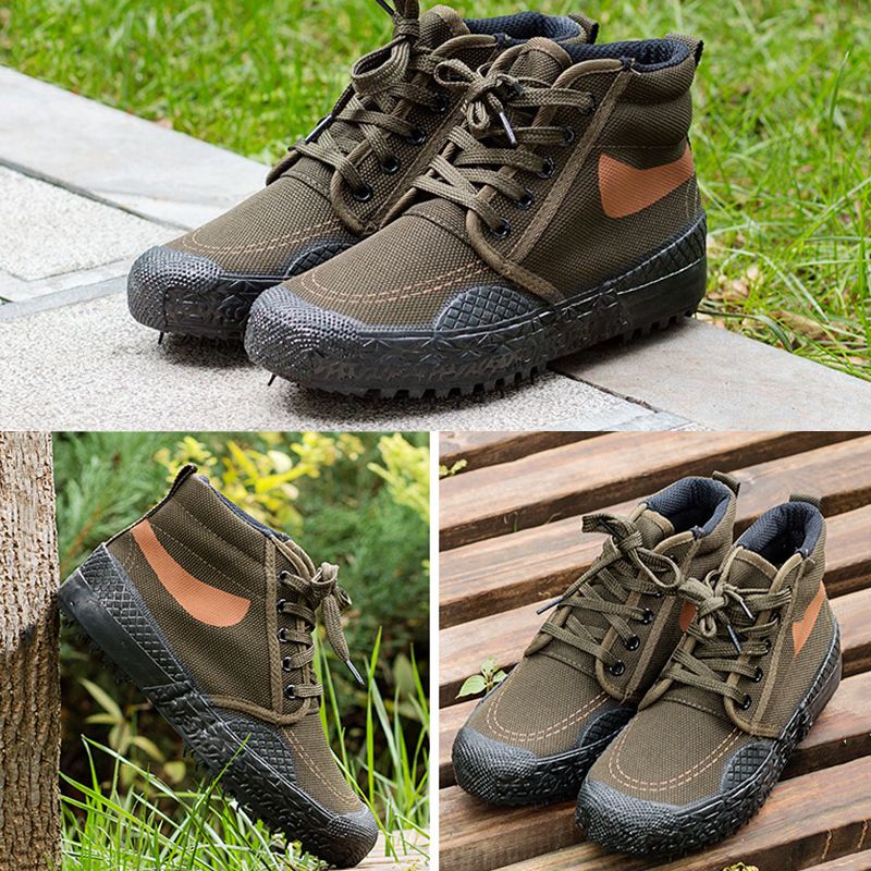 SXCHEN Men's Tactical Work Boots – Olive Green With Durable Stitching, Non-Slip Traction Sole, Ideal For Construction, Field Work & All-Day Comfort, All Sizes Available