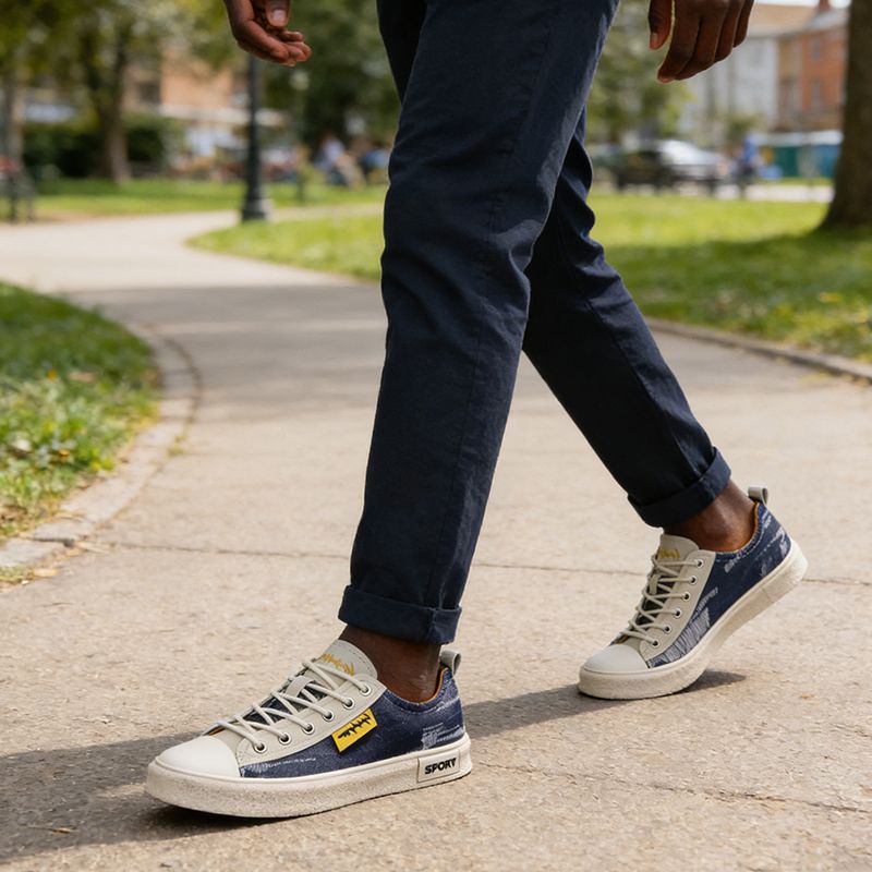 SXCHEN Men's Fashion Canvas Shoes – Dark Blue Breathable Upper,Cushioned Insole, Flexible Traction Sole, Perfect For Travel & Elevating Casual Outfits