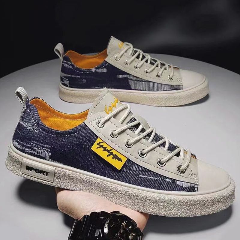 SXCHEN Men's Fashion Canvas Shoes – Dark Blue Breathable Upper,Cushioned Insole, Flexible Traction Sole, Perfect For Travel & Elevating Casual Outfits