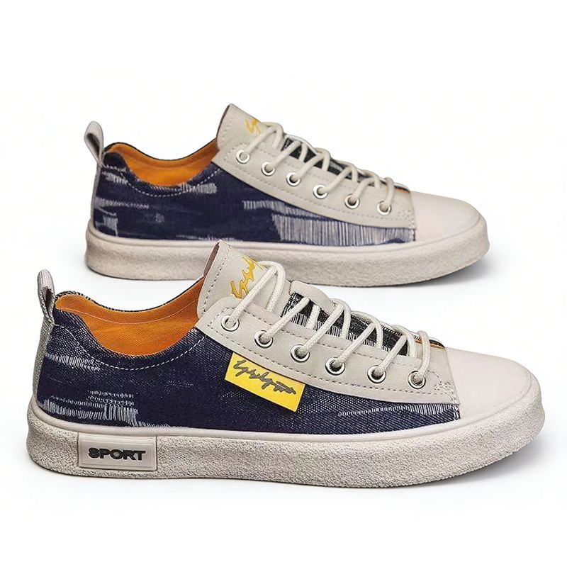 SXCHEN Men's Fashion Canvas Shoes – Dark Blue Breathable Upper,Cushioned Insole, Flexible Traction Sole, Perfect For Travel & Elevating Casual Outfits