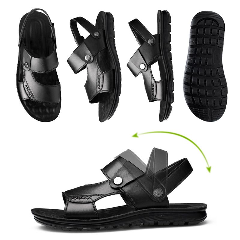 SXCHEN Men's Trendy Outdoor Sandals –Black With Rugged Traction Sole, Adjustable Closure,Breathable Design, Suitable For Beach Trips & Relaxed Outfits