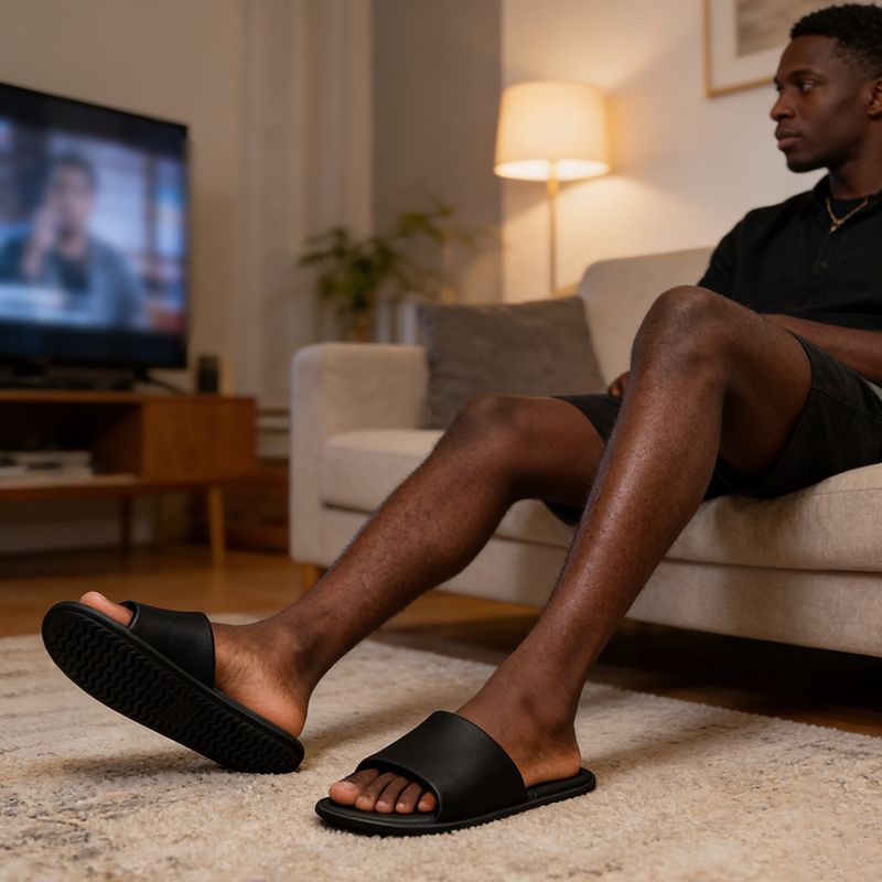 SXCHEN Unisex Stylish Slippers – Black, Minimalist Design, Foldable, Sturdy And Durable, Suitable For Poolside, Spa, And Casual Wear.All Sizes Available